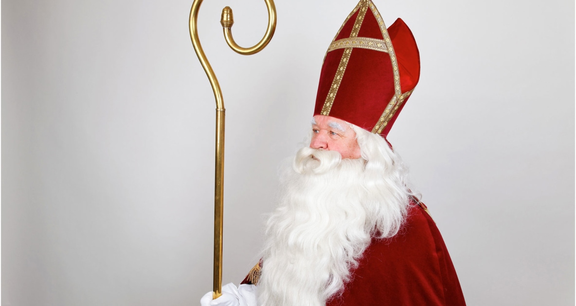 Saint Nicholas holding a crook.